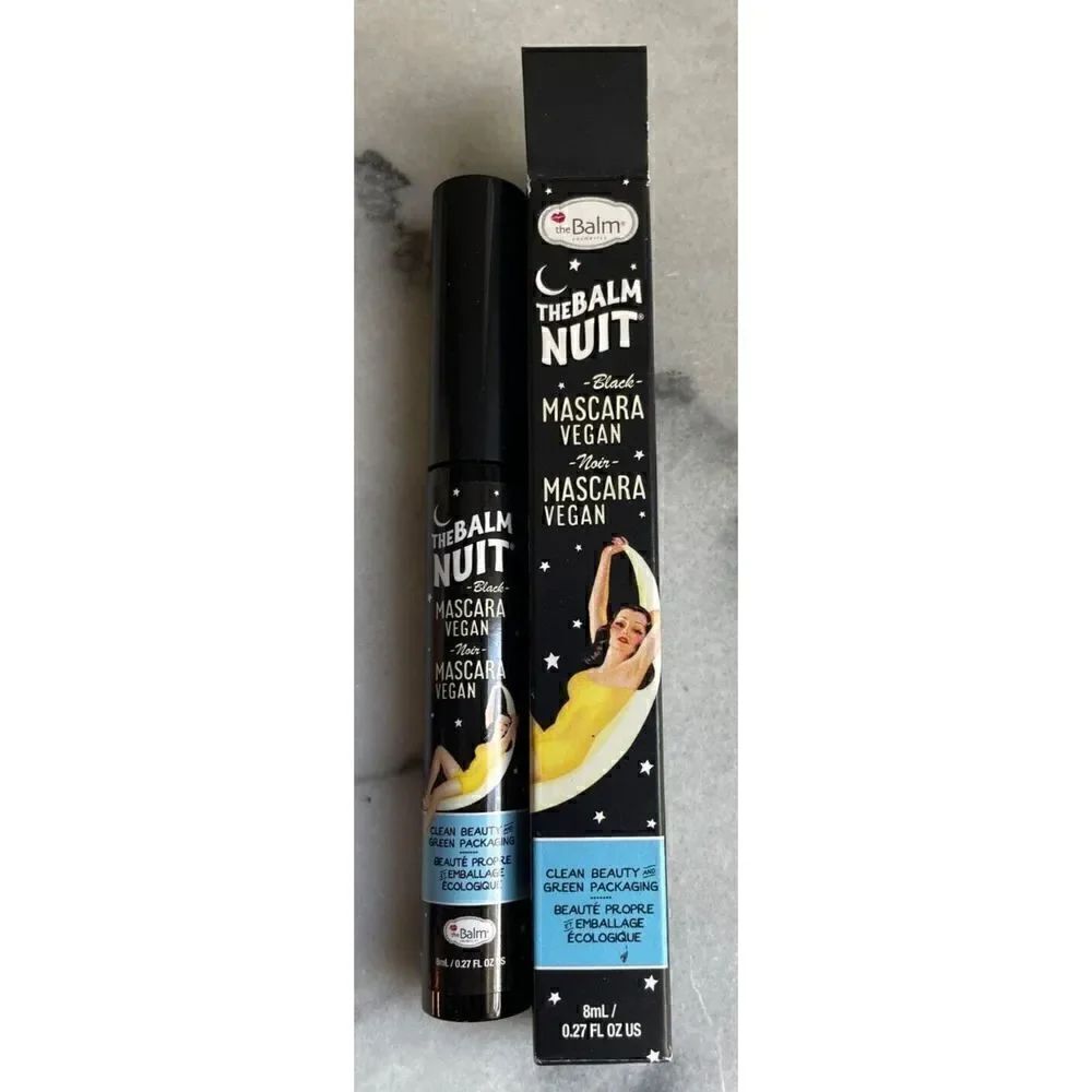 The Balm Nuit Black Vegan Mascara Full Size Clean Beauty Green Packaging